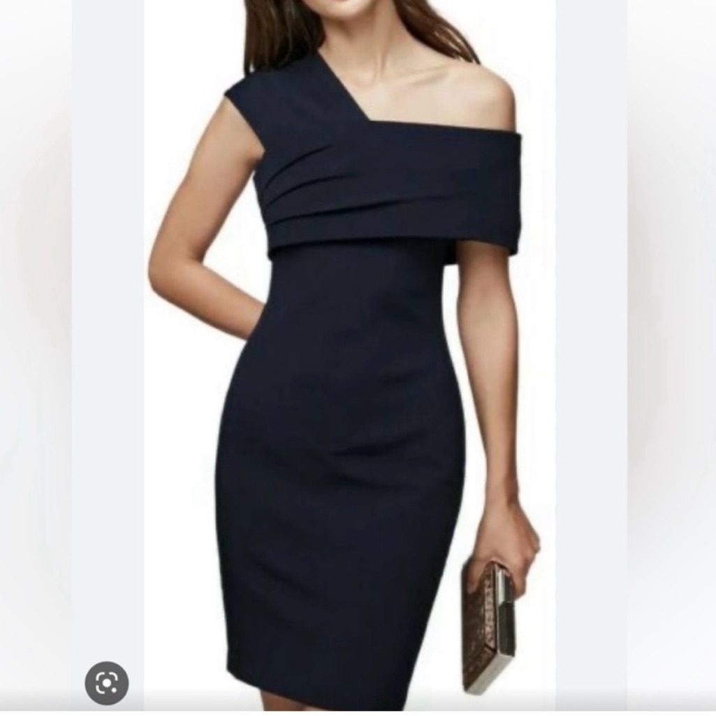 Reiss One Shoulder Navy Dress